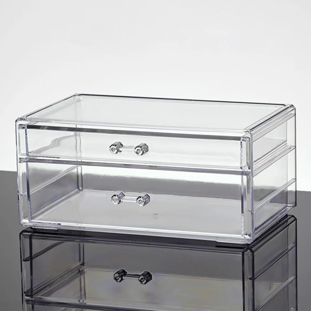 Transparent Makeup Storage Box Plastic Large Capacity Desktop Stationery Storage Box Home Office Supplies lipstick Sorting