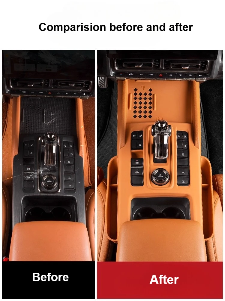 

For GWM Haval H9 2024 2025 Car Center Console Protective Pad Gear Shift Silicone Pad w/ Storage Box Wireless Charger Dust Cover