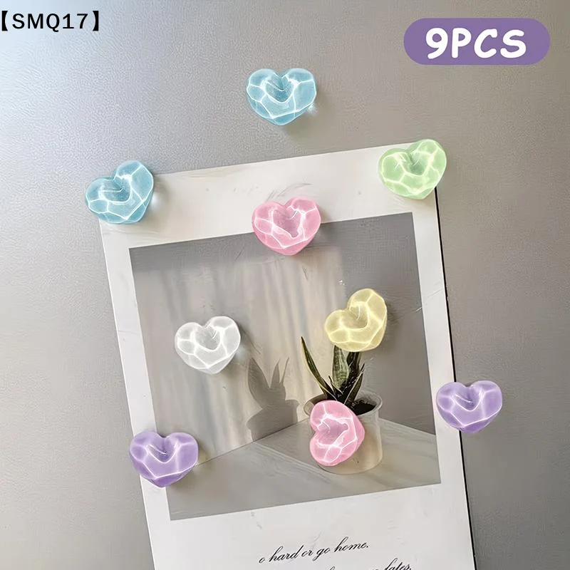 9pcs Heart-Shaped Decorative Refrigerator Magnets Set Cute Decoration For Home Office Whiteboard Dishwasher Perfect Gift【SMQ】