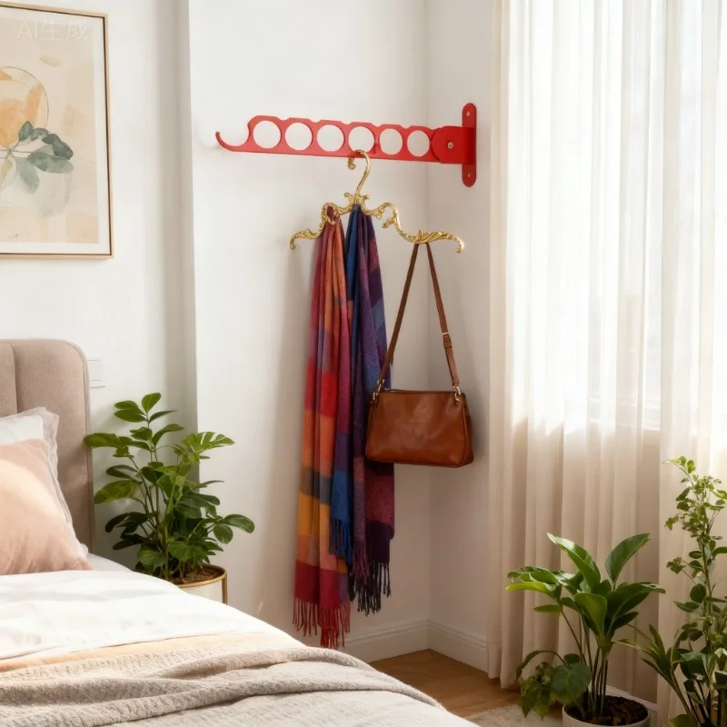 

Wall Mounted Foldable Clothes Rack No Drill Hanging Rod for Bathroom Drying Storage Organizer Expandable Laundry Drying Rack