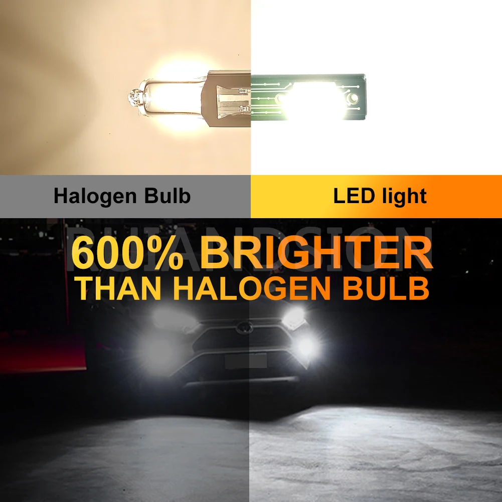 Ruiandsion Universal H1 P14.5S H3 PK22S 880 H27 LED ستروب فلاش الضباب الخفيف 9-36 فولت 3500LM عالية السطوع للمصباح الأمامي الأبيض الأصفر #5