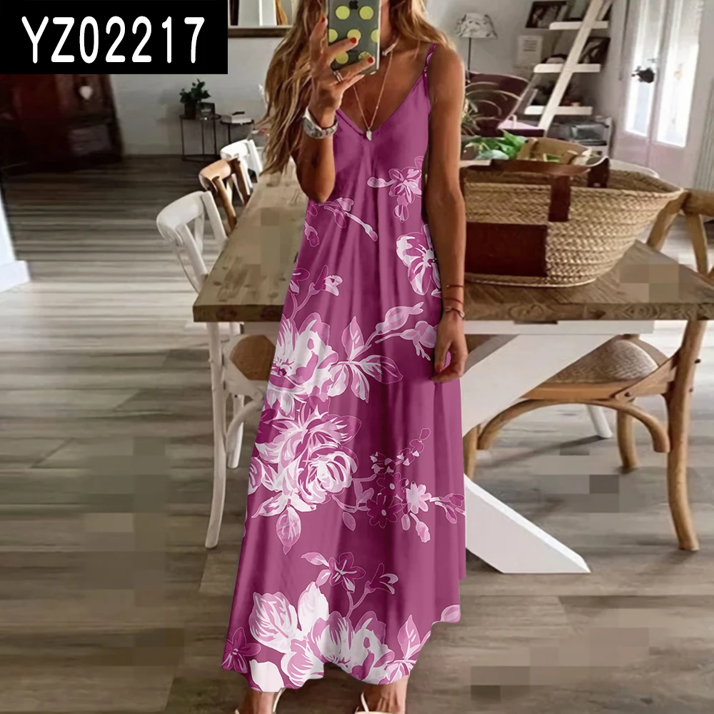 Vestido de noche de flores con cuello en V para verano, maxivestido de playa, elegante, de lujo, informal