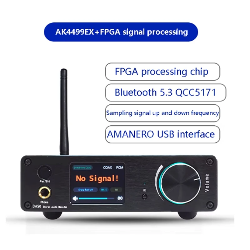 

AK4499EX Audio Decoder DAC QCC5171 Bluetooth 5.3 DSD512 RGB Light Effect FPGA Lossless Decoder AS318B Femtosecond Crystal