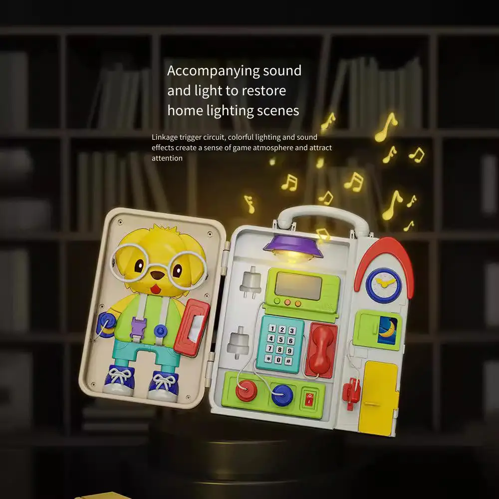 طفل مونتيسوري الحسية مشغولة المجلس-أضواء الموسيقى التبديل لعبة متعددة الوظائف السفر الأنشطة التعليمية المبكرة لعب لعبة للأطفال #1