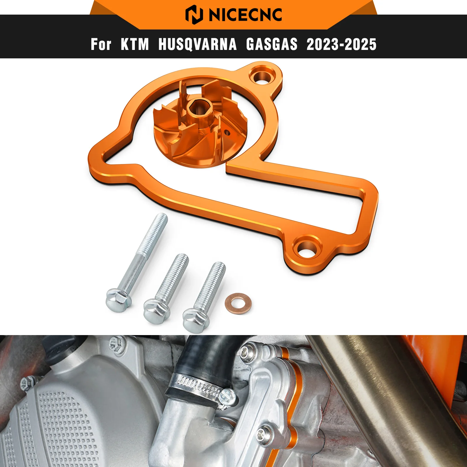 

NICECNC For GasGas MC250F EX250F EX350F 2024 Oversized Water Pump Cooler Impeller Spacer For KTM EXC-F 350 SXF 250 XC-F 350 2024
