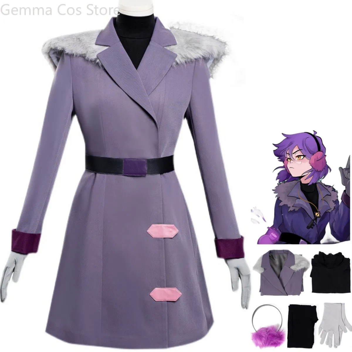 

Anime The Owl House Amity Blight Cosplay Costume Purple Long Sleeved Dress Coat Adult Woman Kawaii Carnival Christmas Suit