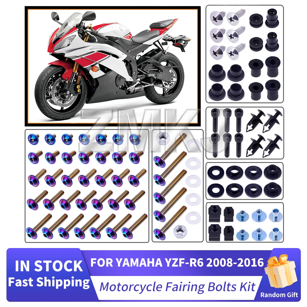 

For Yamaha YZF R6 YZF-R6 2008-2016 Motorcycle Stainless Complete Bodywork Fairing Bolt Kit Screws Clip Motorcycle Accessories