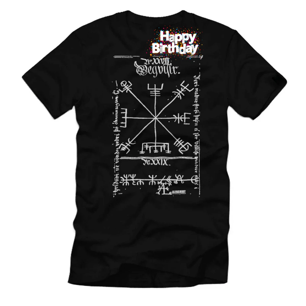 Compass Vegvisir Rune Tribute Mercy Manuscript T-Shirt 100% Cotton O-Neck Summer Short Sleeve Casual Mens T-shirt
