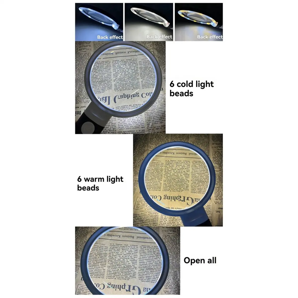 *AIMA 30X 10X Handheld Lighted Magnifying Glass with 12 LED LightIlluminated Large Magnifier Magnifier Loupe for Reading White
