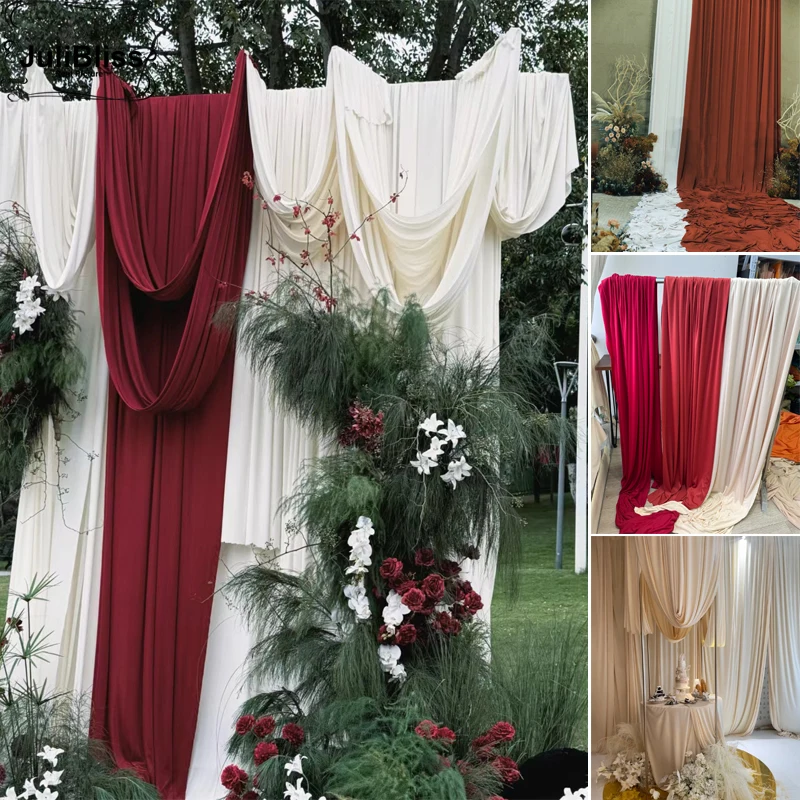 Tissu tricoté élastique élargi avec bon drapé, pour décoration de mariage, rideaux, nappe, arrière-plan, matériel de couture, largeur 170cm