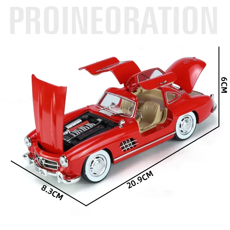 1:24 300SL 1936 クラシックカー 合金製カーモデル サウンド＆ライト プルバック式おもちゃ コレクション 誕生日プレゼント