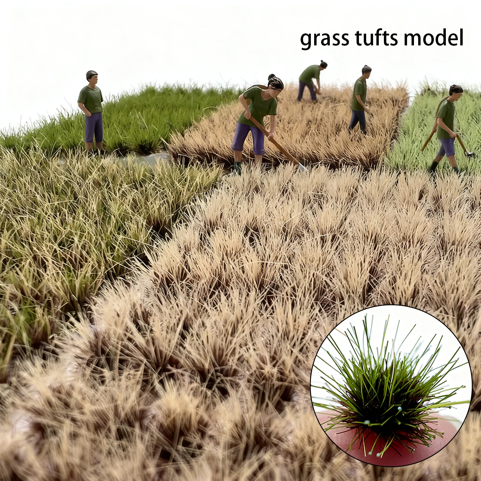 

96Pcs 8mm Static Grass Tufts Kit Artificial Miniature for Train Layouts Fairy Gardens Architectural Models Terrain Decoration