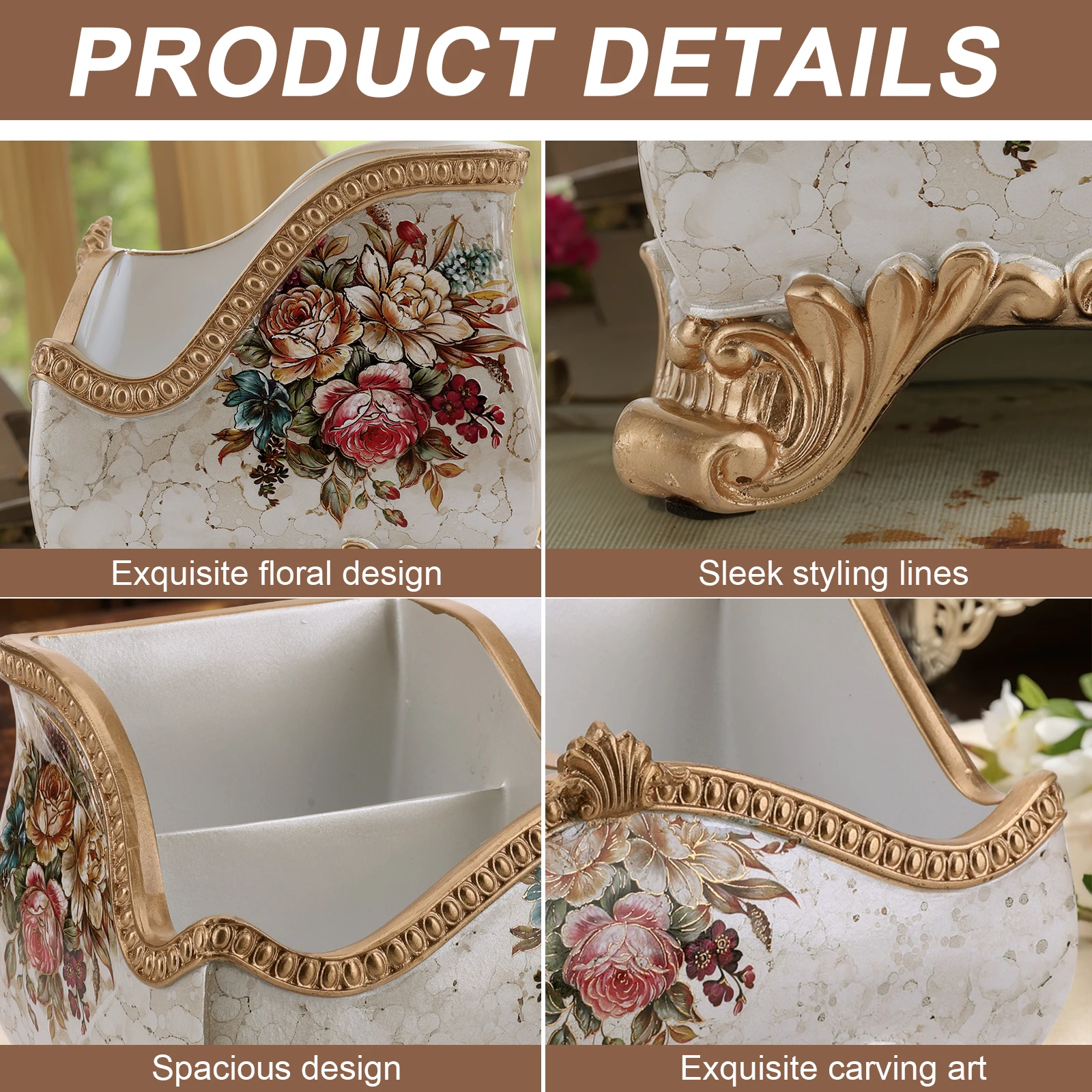 خمر الأزهار الراتنج صينية الغرور حامل مكتب منظم ثلاثة مقصورات مكتب صينية سطح المكتب طاولة القهوة لغرفة المعيشة ديكور المنزل