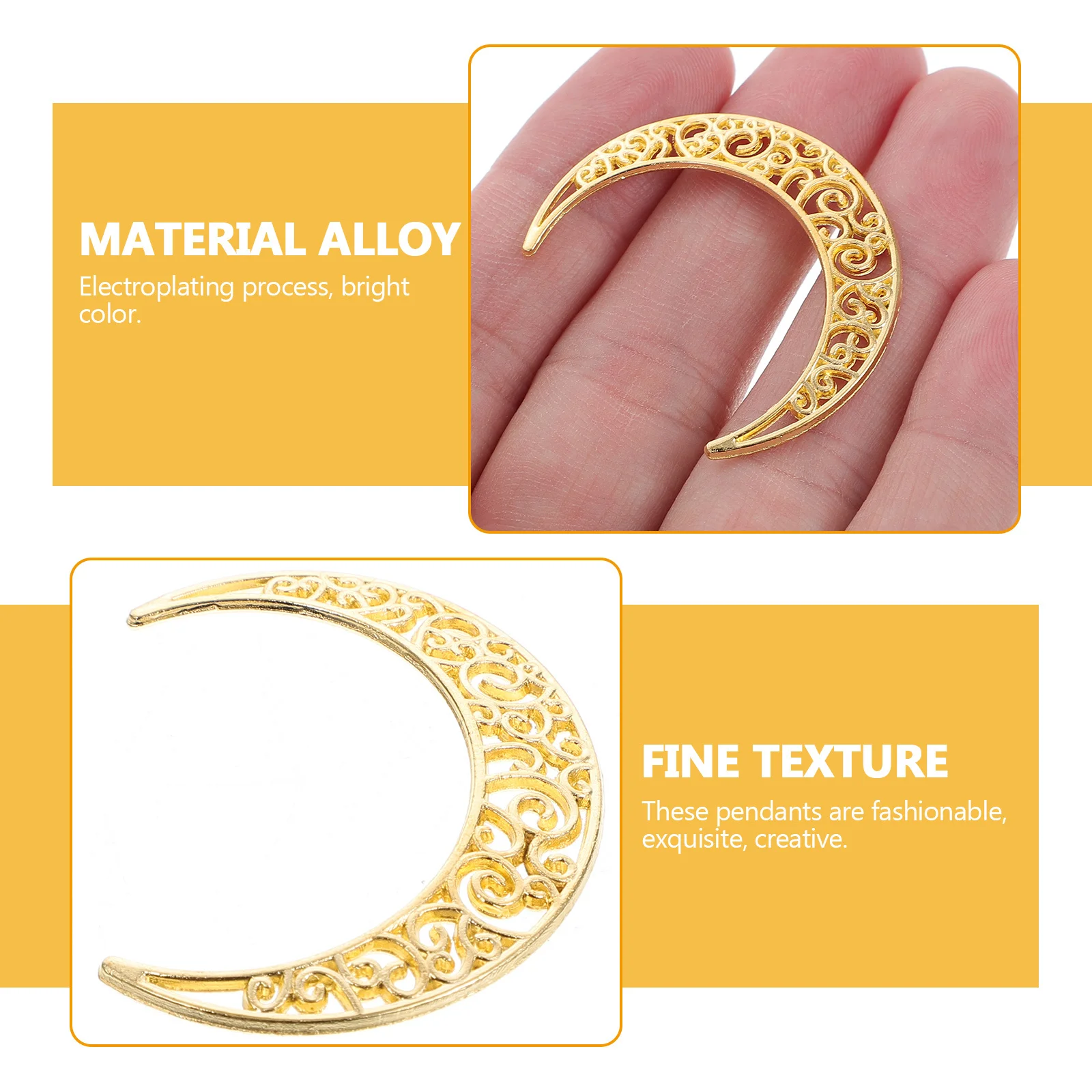 

20Pcs Hollow Moon Shape Alloy Pendants DIY Jewelry Charms Craft Supplies for Necklace Bracelet Earring Ornaments