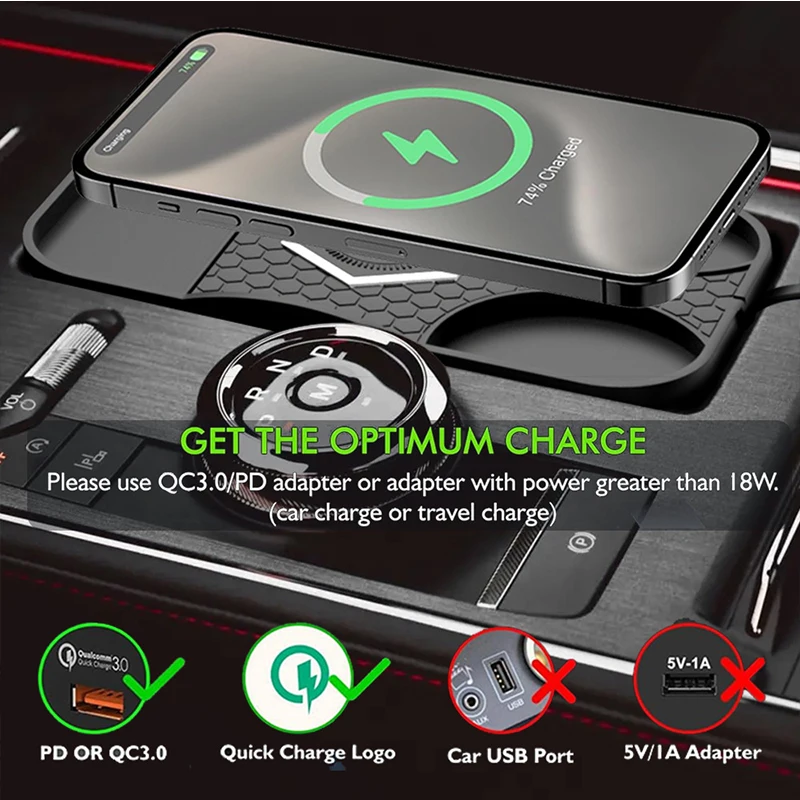 

Беспроводное автомобильное зарядное устройство 15 Вт, быстрая зарядка, силиконовый нескользящий коврик для iPhone 17 16 15 14 13 Pro Max, Samsung, автомобильная зарядная панель для быстрой зарядки