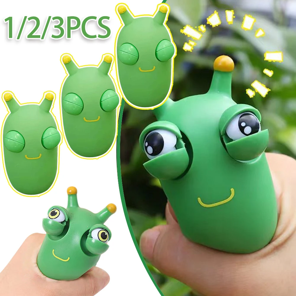 1-3ชิ้นบีบตา popping flpy บีบของเล่นหนอนสีเขียวบรรเทาความเครียดป้องกันความเครียด fidgets คริสต์มาสเด็กของขวัญ