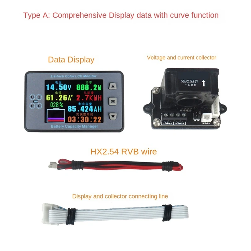 

VAH9810F 2,4 дюймов измеритель напряжения + коллектор напряжения кулометр емкость детектор мощности монитор Комплект для электрического мотоцикла/RV