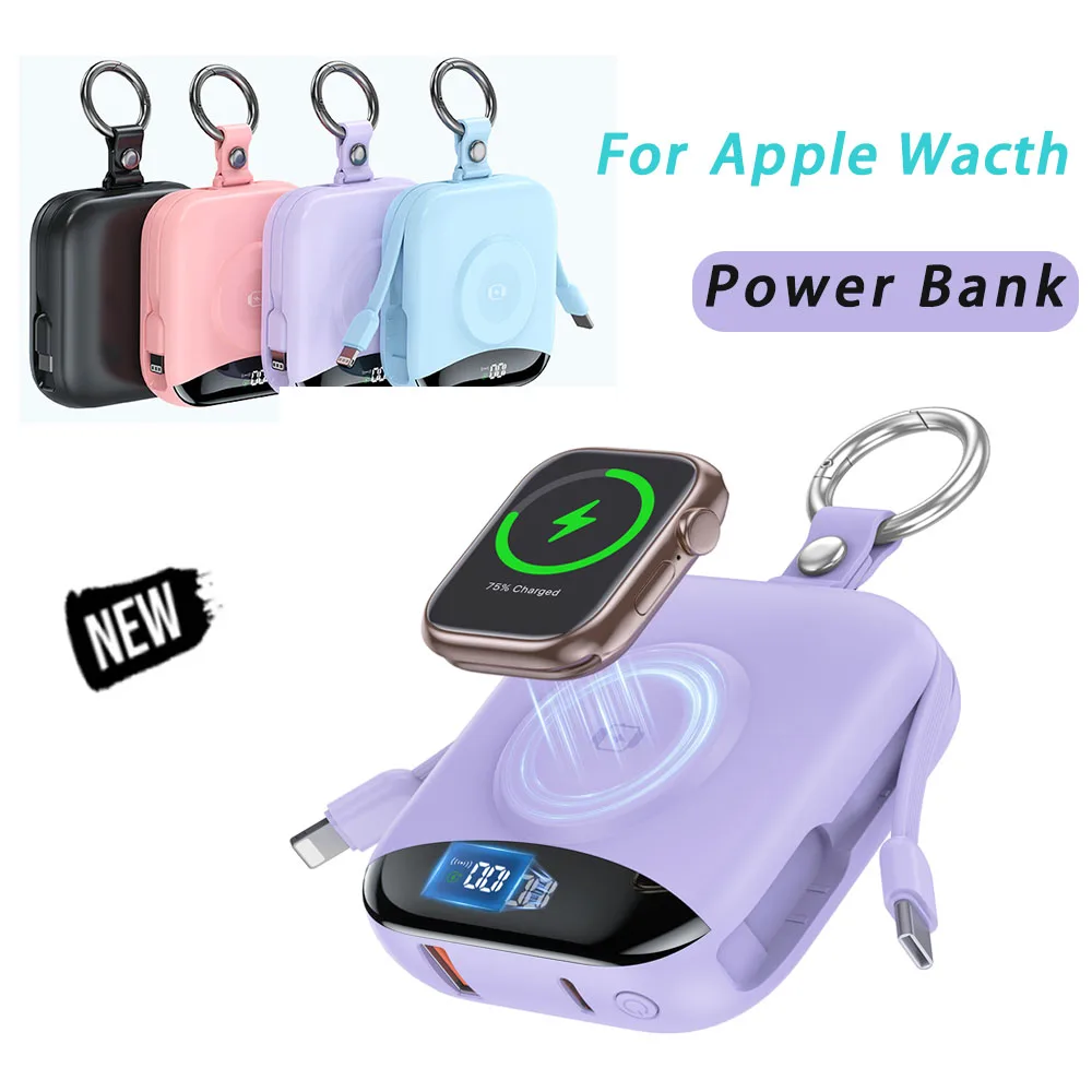 10000mAh Power bank For Xiaomi iPhone 16 iWatch Magnetic Wireless Charger For Apple Watch 8 7 6 Portable Battery Pack Poverbank
