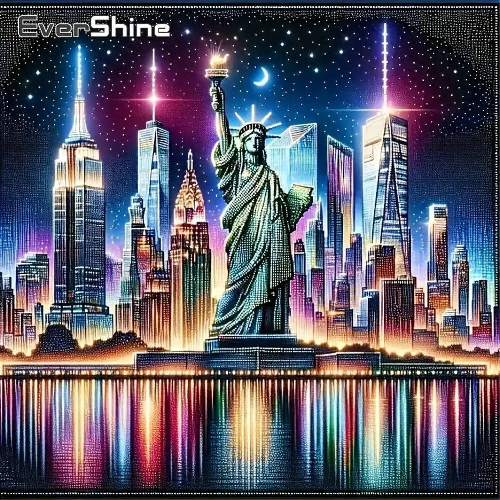 Evershine DIY Diamond Painting City Landscape Acrylic Craft Supplies Statue Of Liberty Diamond Mosaic Building Unique Gift