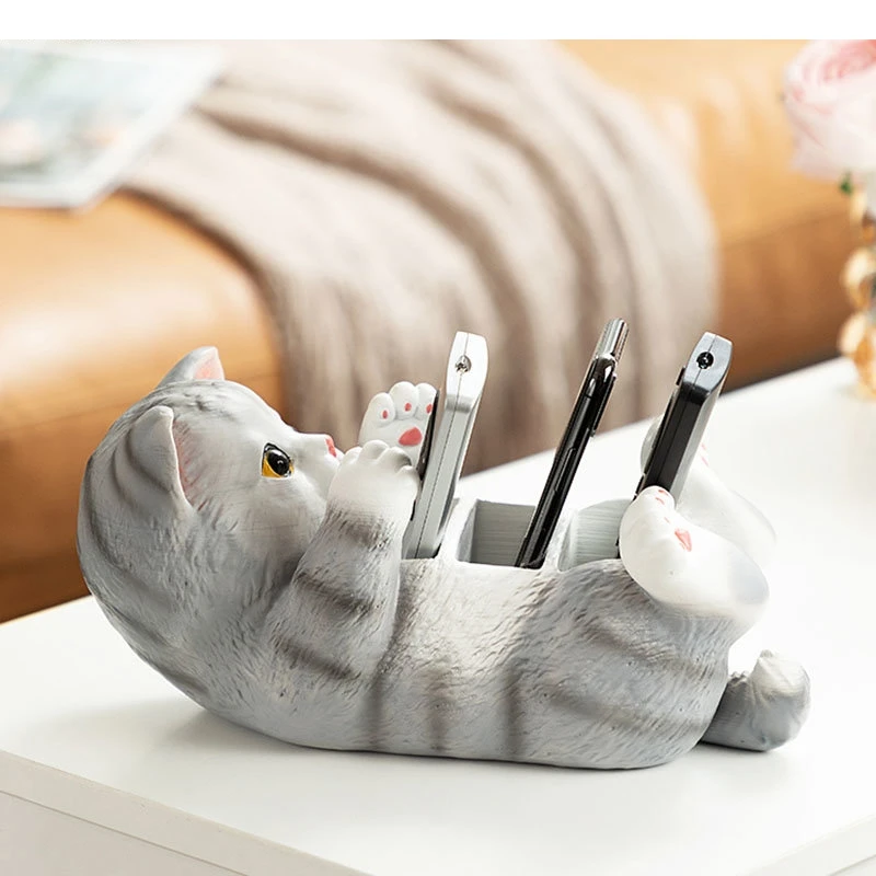Cute Cartoon Grey Storage Ornaments Trays Decorative Desk Decoration Sundries Organizer Box Modern Decor Boxes
