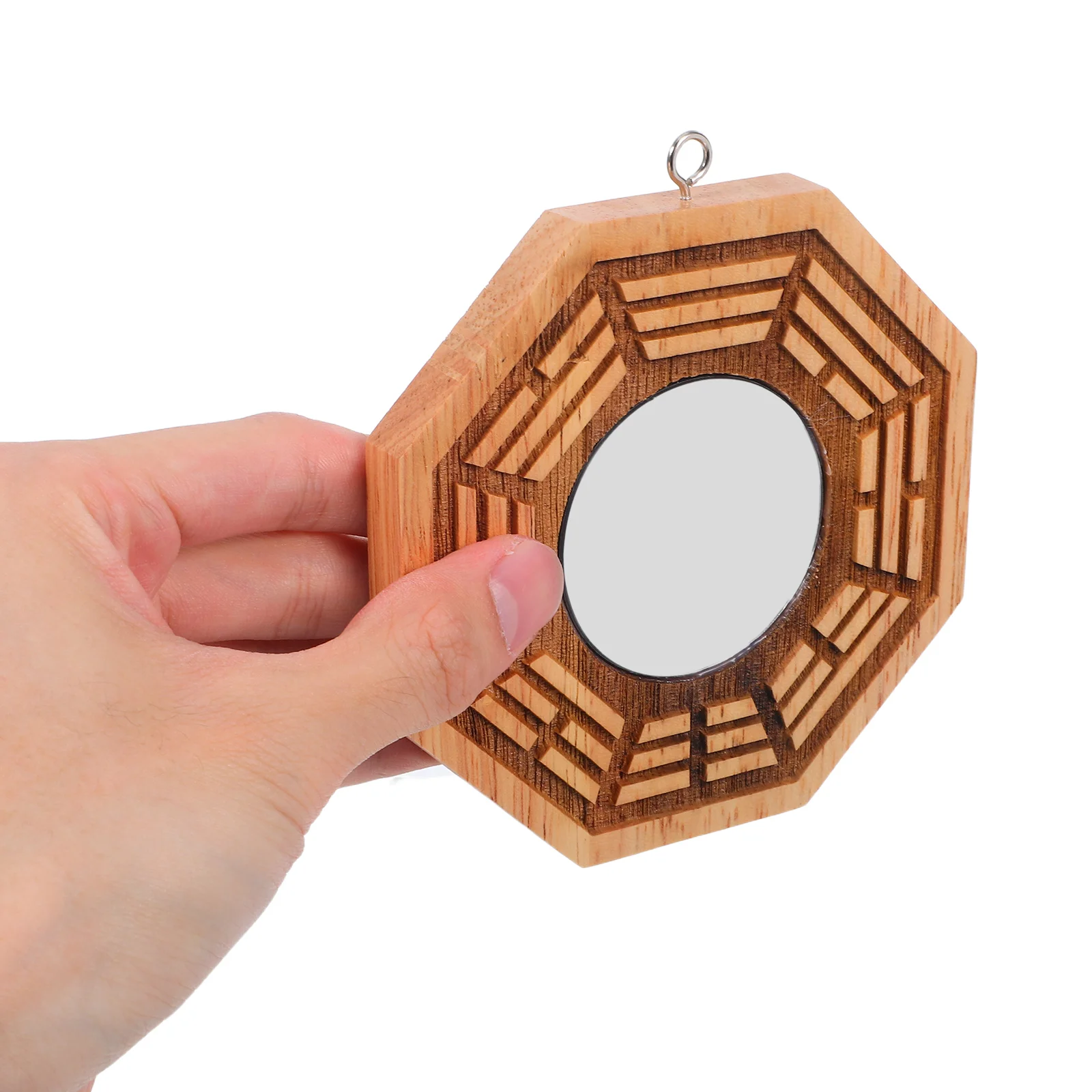 

Handcrafted Wooden Bagua Convex Mirror Pendant Feng Shui Protection Charm Chinese Door Ornament for