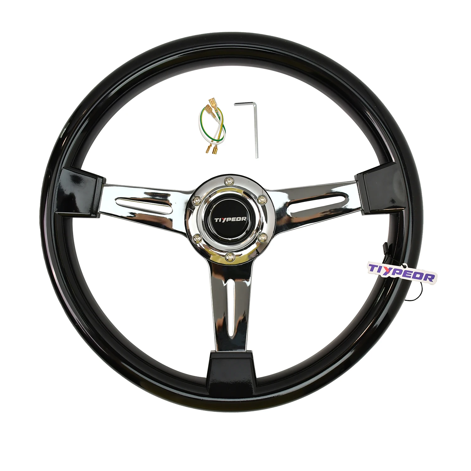 

Universal black retro steering wheel 350mm 40mm deep sport steering wheel