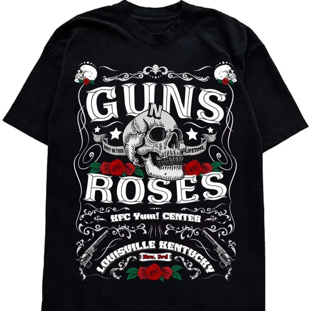 

Новая модная мужская и женская футболка Guns N Roses Skull Rock, хлопковая мужская и женская летняя одежда с принтом, футболка