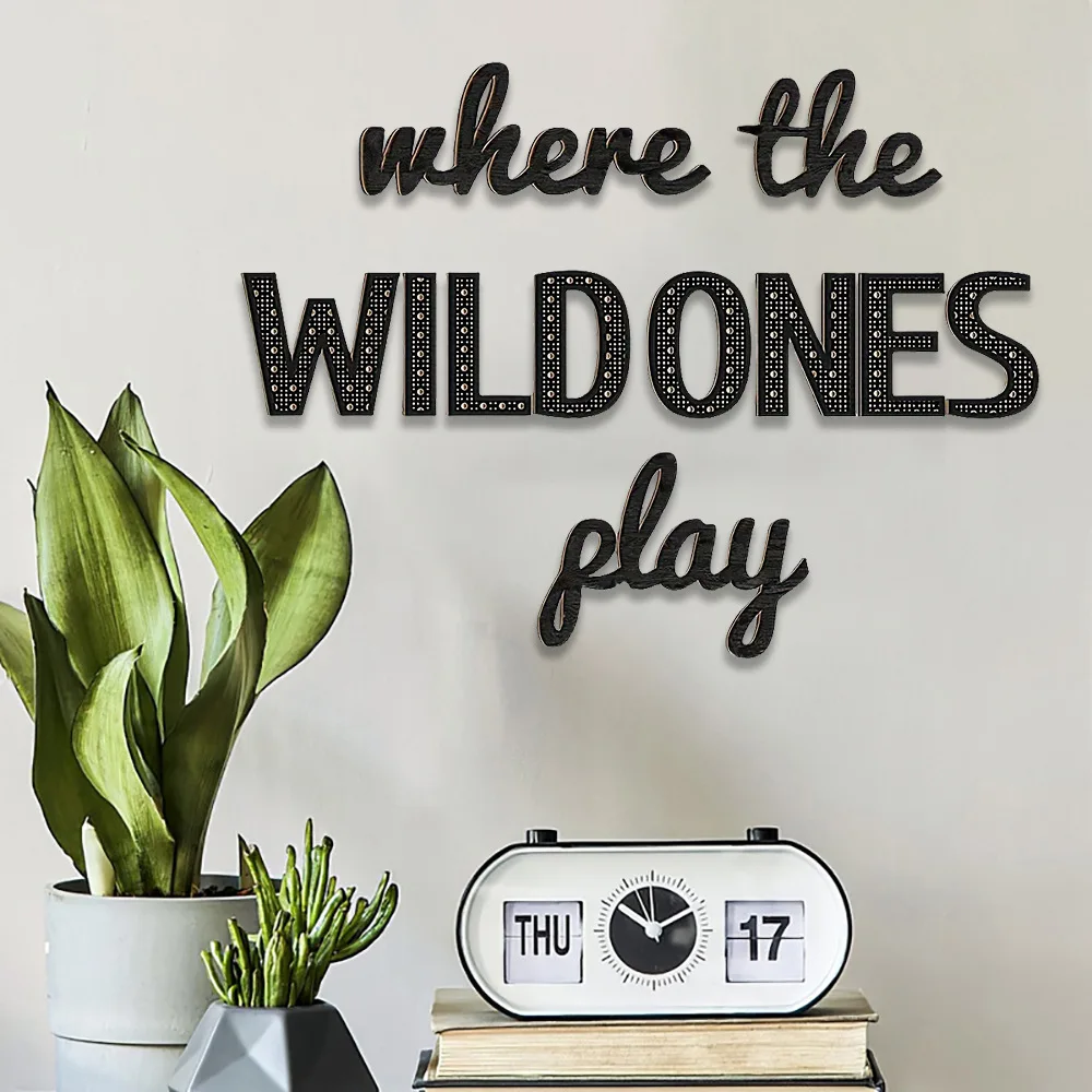 Nordic Style Children's Room Motivational Wooden Wall Stickers Decorative English Language Wall Hanging Curtains PVC Material