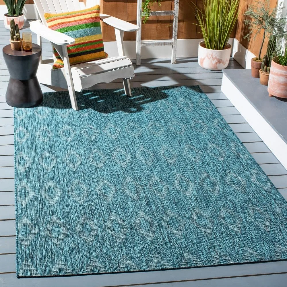 

Courtyard Collection 5'3 x 7'7 Turquoise/Blue CY8522 Indoor/ Outdoor Waterproof Easy Cleaning Patio Backyard Mudroom Area Rug