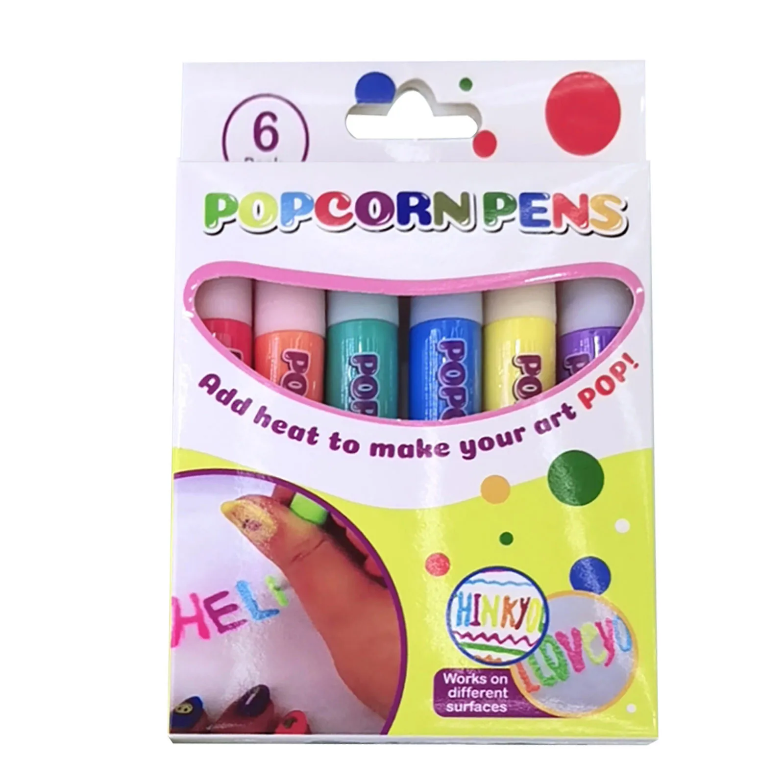 6pcs DIY Bubble Popcorn Drawing Pens 3D Magic Puffy Effect Drawing Pens for Kids 3D Cards Decorating