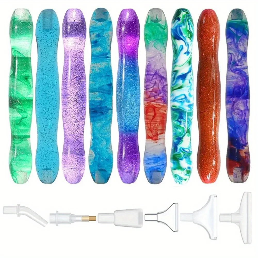5D Diamond Painting Pen Resin Glitter Pens Kit Tool Rolling Point Drill Replacement Pen Heads Multi Placer Nail Art Cross Stitch