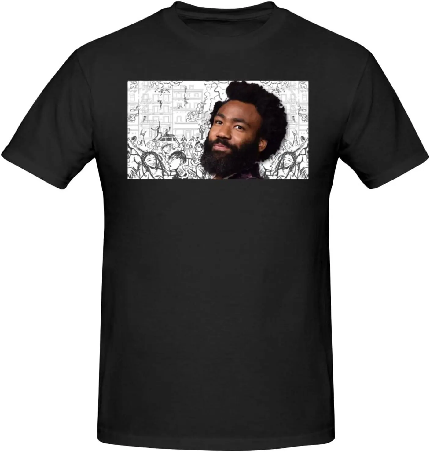 Childish music Gambino T-Shirt Men'S Short Sleeve Print Personality Fashion Casual Tee Top Black