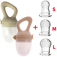 5 in 1 Baby Fruit Feeder with Nipple Set Baby Silicone Mesh Bag Pacifier Fruit and Vegetable Feeder Nursing Toddler Teething Toy