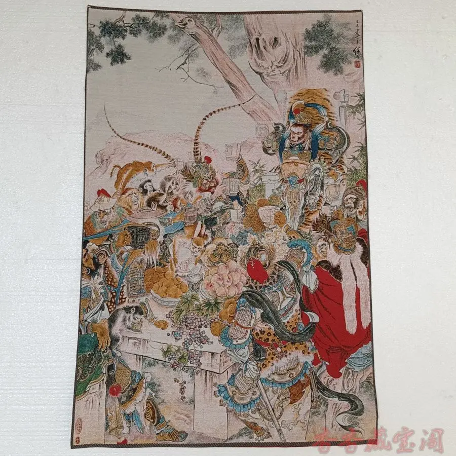 Tibet Tibetan Cloth Silk Great Sage Equal to Heaven Sun Wukong Thangka Tangka Embroidery Painting