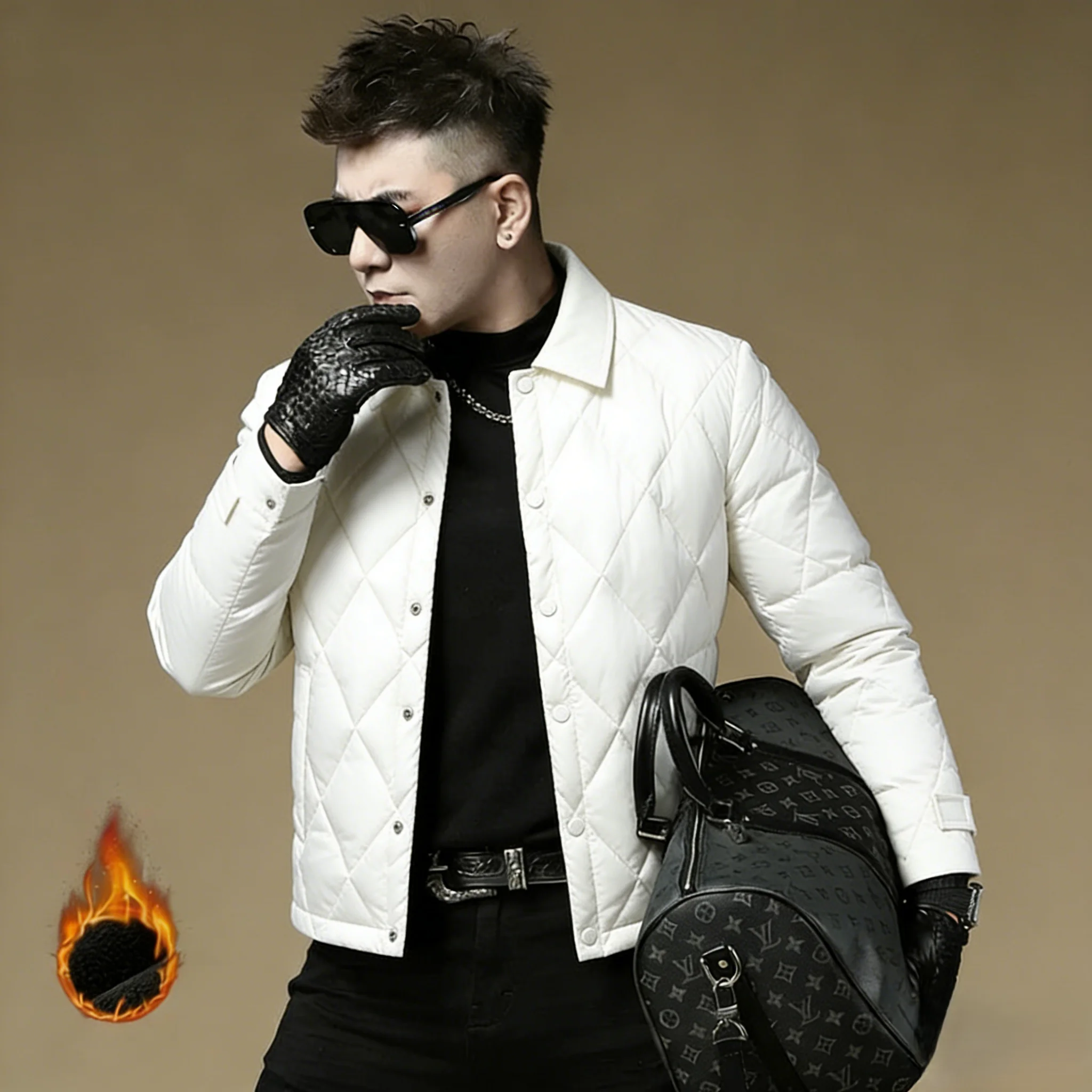 

Повседневная стильная белая пуховая куртка-пуховик с воротником-стойкой, легкая, теплая, модная, городская, молодежная, зимняя верхняя одежда