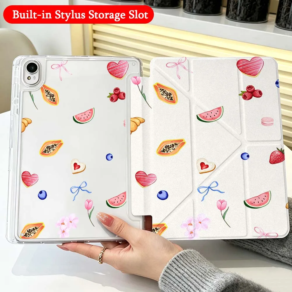 Fresh Fruit Leaf Pattern For Huawei Honor Matepad Pad X10 X9 GT Pro V9 9 Air SE 12X 11.5 11 13.2 11.5s inch Foldable Tablet Case