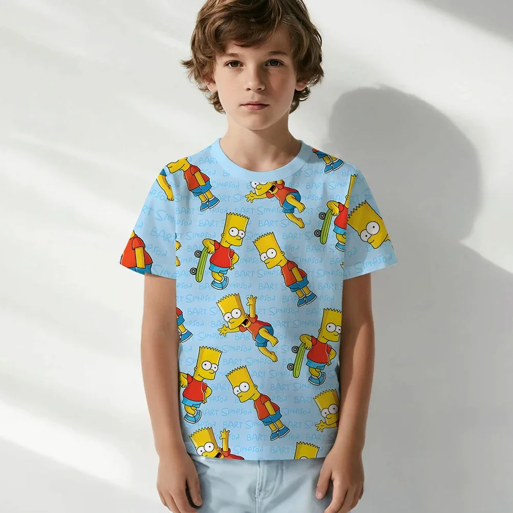 ديزني سمبسنز تي شيرت الكرتون أنيمي سيمبسون ثلاثية الأبعاد طباعة الشارع الشهير موضة المتضخم تي شيرت بنين بنات تيز القمم