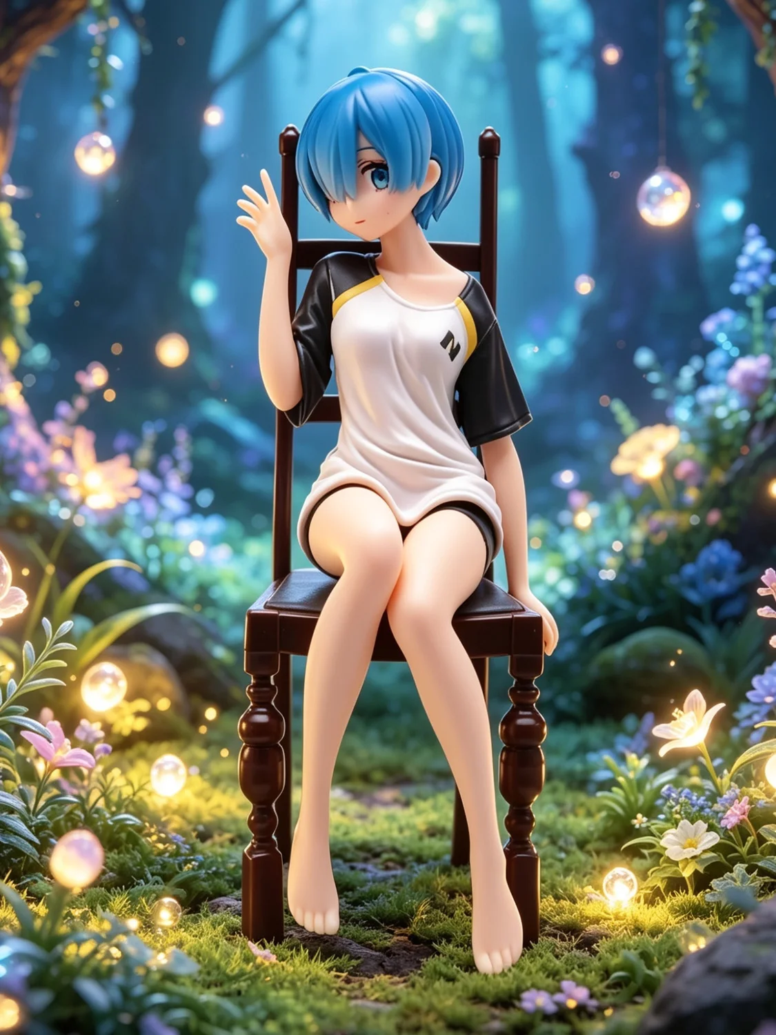 Re:Zero – Rem Premium-Figur in sitzender Pose & Freizeitkleidung |   Detailliert gearbeitete Skulptur und leuchtende Farben, Anime-Sammlerstück zum Ausstellen und Verschenken