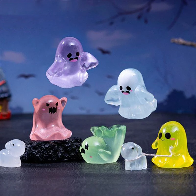 5 STKS Leuke Poppenhuis Lichtgevende Spook Pop Miniatuur Modellen DIY Accessoire Poppenhuis Decor Halloween Ornamenten Glow In The Dark Speelgoed