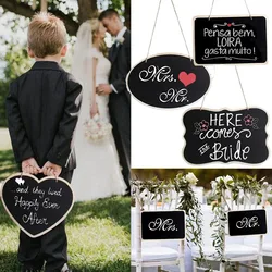 Rustic Wedding Decoration Wooden Blackboard Sign Heart Shaped Hanging Chalkboards Message Board For Wedding Mr Mrs Photo Props