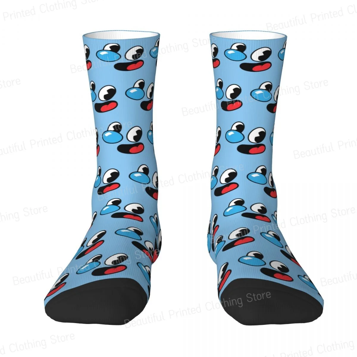 Cuphead Mugman Classic Men Women Round neck Socks Windproof Novelty Four Seasons Stockings Gift