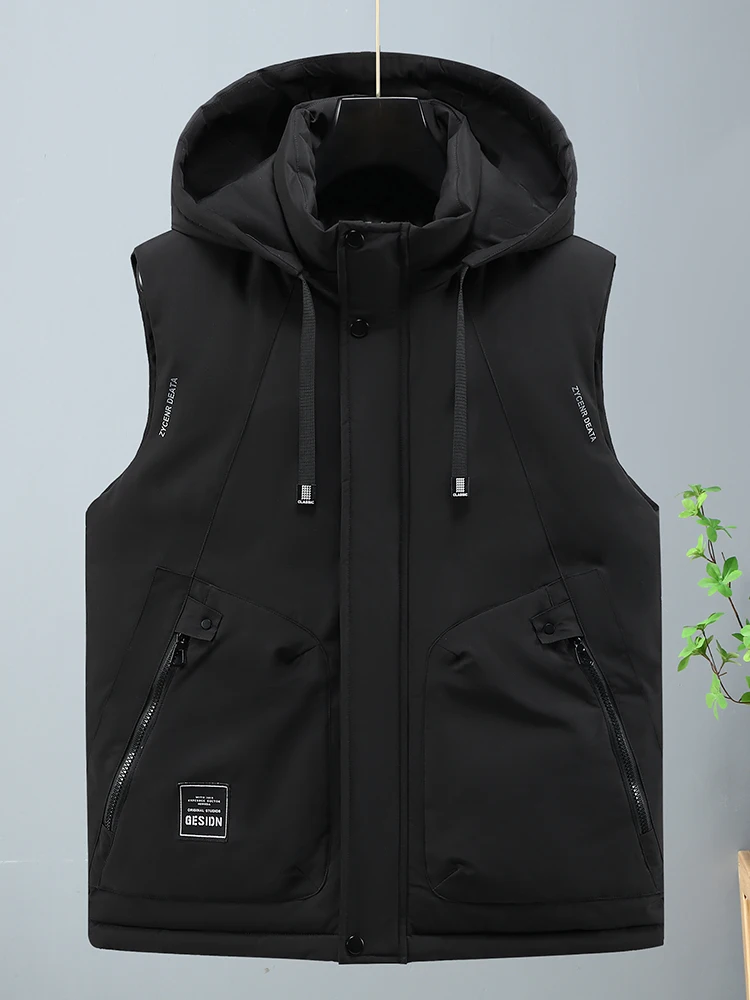 New Men's Thickened Three-Proof Cotton Vest Winter Warm Matching Outerwear Trendy Shoulder Pad Jacket Casual Loose Fit