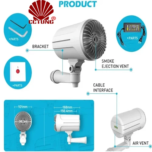 Imagen 2 del producto Cartucho de humo de pimienta, generador de niebla de seguridad, control remoto por aplicación TUYA gratuita y botón de pánico/interruptor de encendido y apagado activado