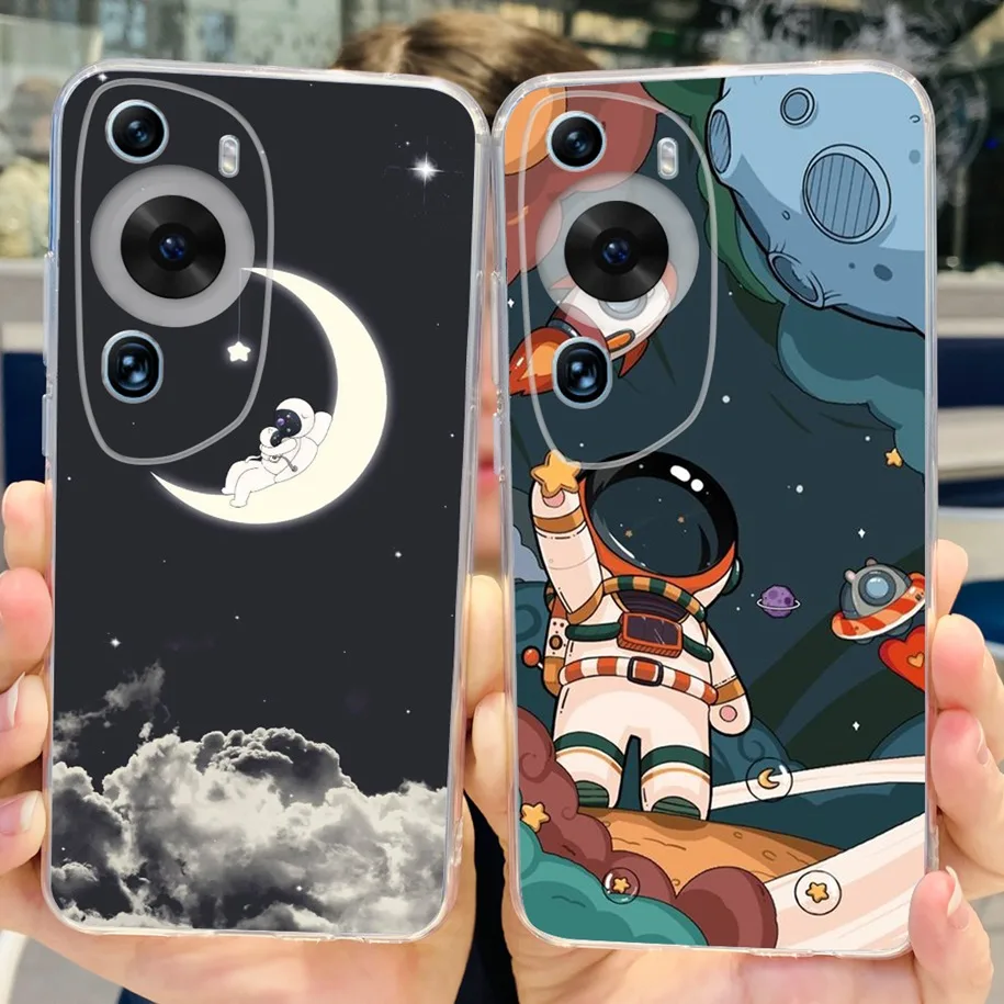 For Huawei P60 Pro Case Cute Astronaut Painted Soft Silicone Cover For Huawei P60 Art P 60 P60Pro P60Art Transparent Phone Cases