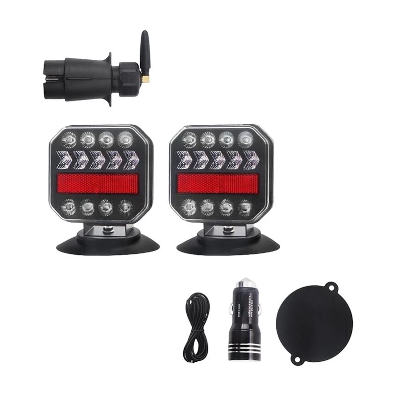 Reverse Signal Indicator LED Trailer Tail Light Wireless Solar Powered DC12V-24V Waterproof Magnetic EU Plug