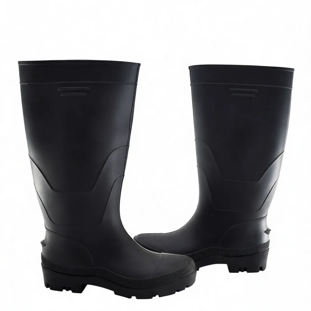 Mens High Tube Rain Boots Slip On Waterproof Work Shoes Heavy Duty Rubber Sole Industrial Safety Footwear For Construction