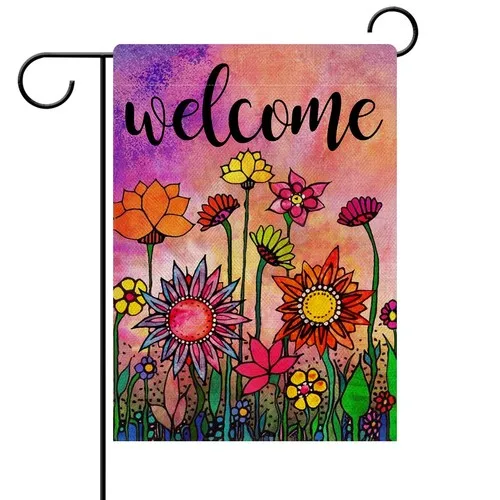 Spring Summer Watercolor Garden Flag, Double Sided Sunflower Decor, 12x18 HHJ LLG