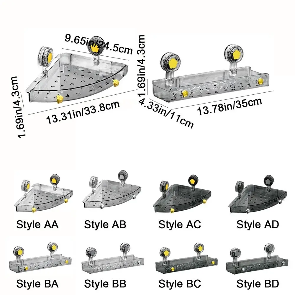 プラスチック製吸盤式シャワーシェルフ、穴あけ不要の壁掛けシャワーシャンプーラック、取り外し可能な排水式トイレシャンプーホルダー