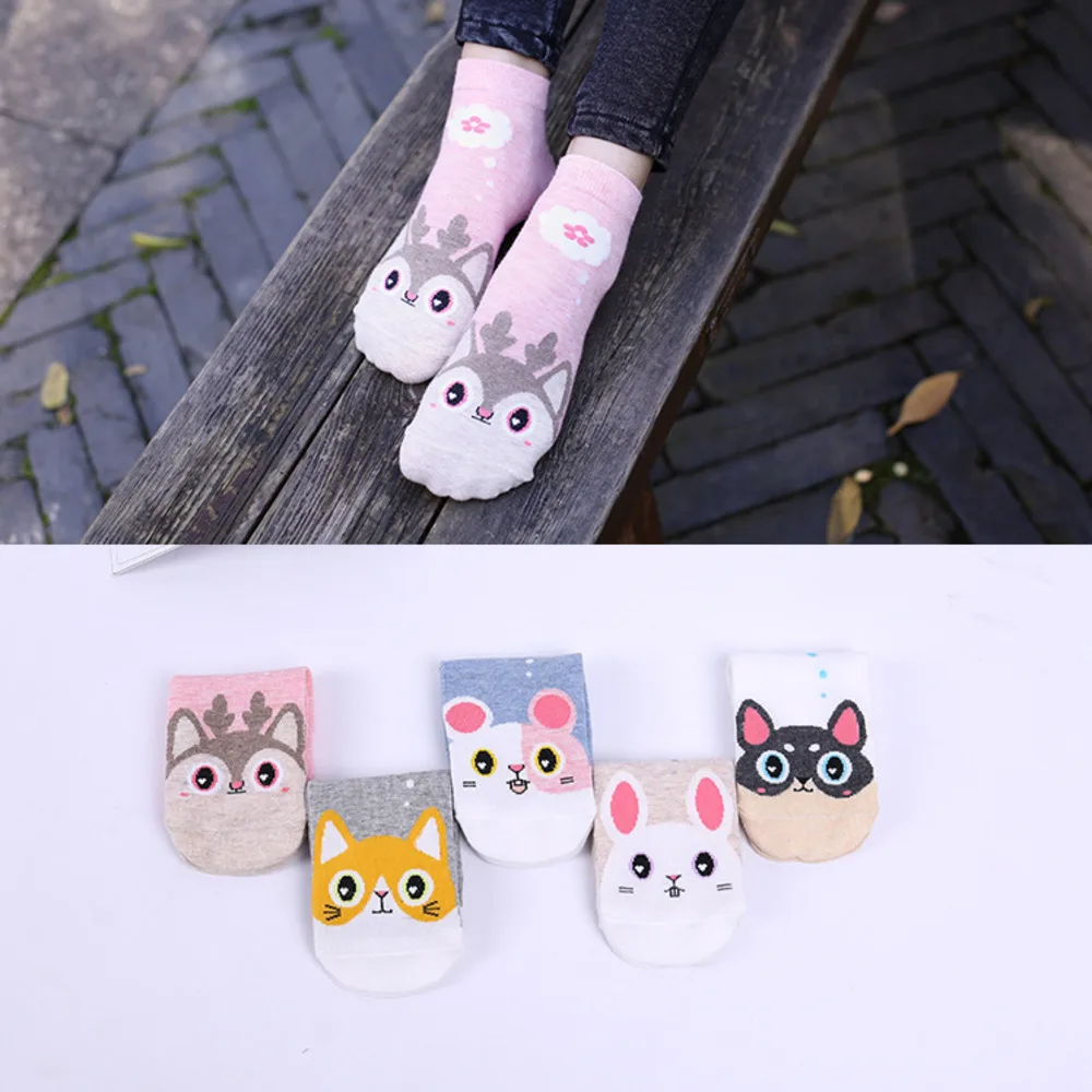 2018 Autumn New Pattern Cartoon Directly Plate Sock Animal Beloved Daughter Socks Cotton Comfortable Boat Socks 1pair=2pcs ws404