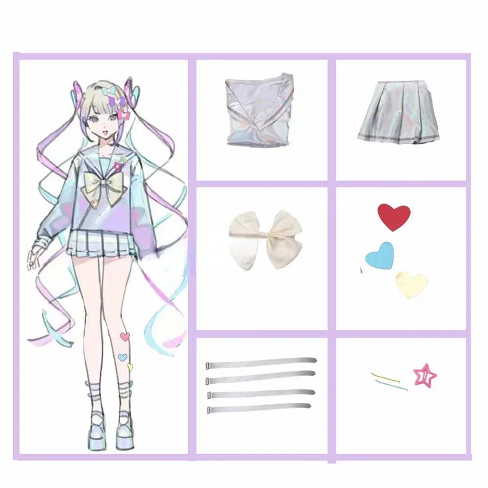 Game Needy Girl Overdose Anime Cosplay Costume Wig Anime JK Uniform Leather Skirt Set Abyss KAngel Ame Chan Cosplay Costume image 6